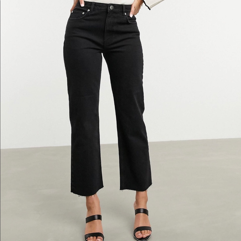 ASOS DESIGN high rise stretch ‘effortless’ crop kick flare jeans in black